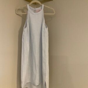 St.Tropez West Blue M Linen Dress Sleeveless Timeless Classic Coastal Cottage